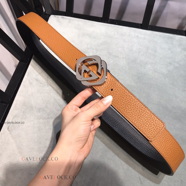Gucci Black & Brown Togo Leather Upgraded Italy Fashion Belt